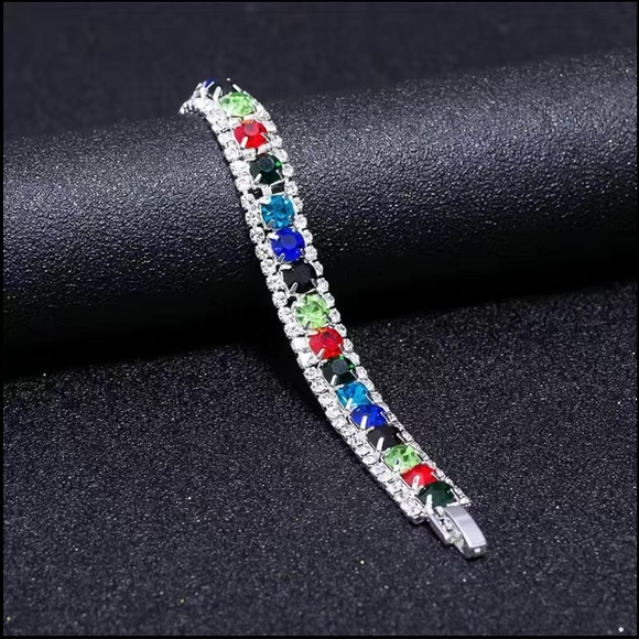 Multicolored Swarovski Elements Tennis Bracelet - Picture 3 of 4
